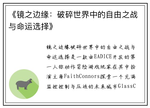 《镜之边缘：破碎世界中的自由之战与命运选择》